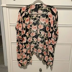 Forever 21 Kimono, Black and Pink floral